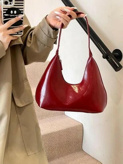 PU Leather Moon Shape Shoulder Bag.