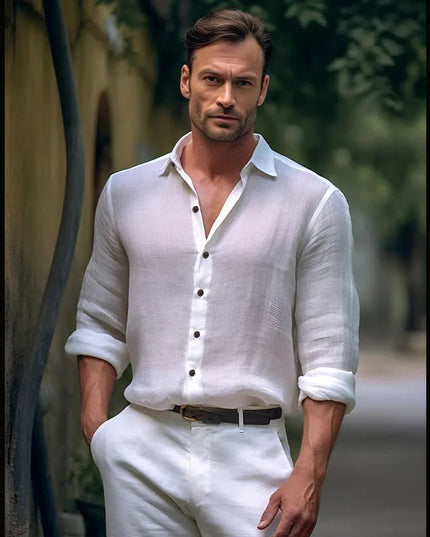 Pure Color Medieval Linen Shirt.