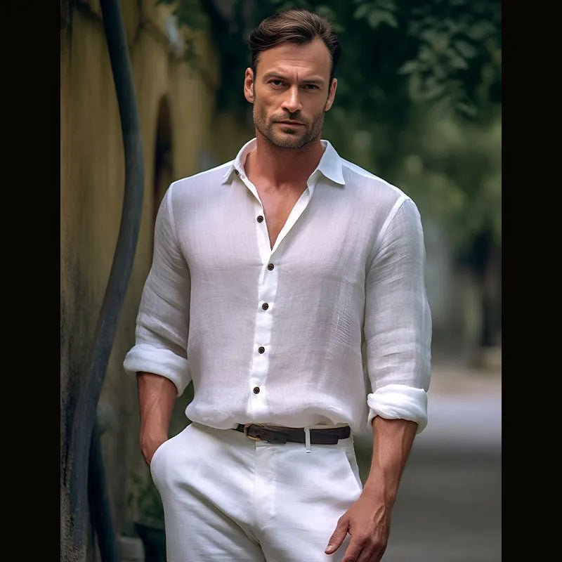 Pure Color Medieval Linen Shirt.