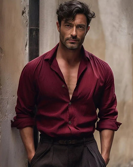 Pure Color Medieval Linen Shirt.