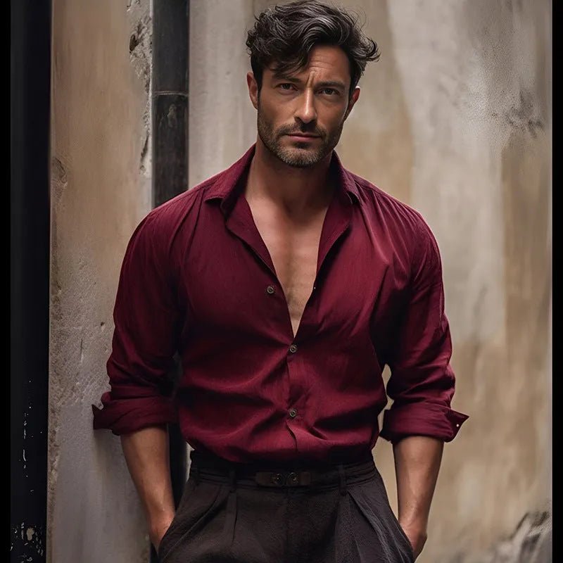 Pure Color Medieval Linen Shirt.
