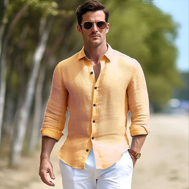 Pure Color Medieval Linen Shirt.