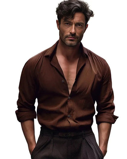 Pure Color Medieval Linen Shirt.