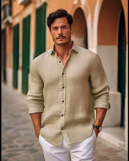 Pure Color Medieval Linen Shirt.
