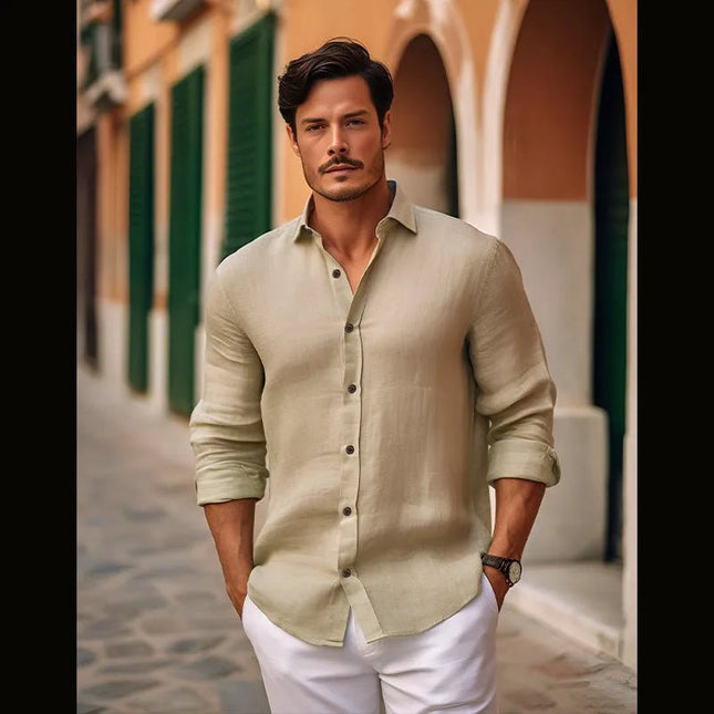 Pure Color Medieval Linen Shirt.