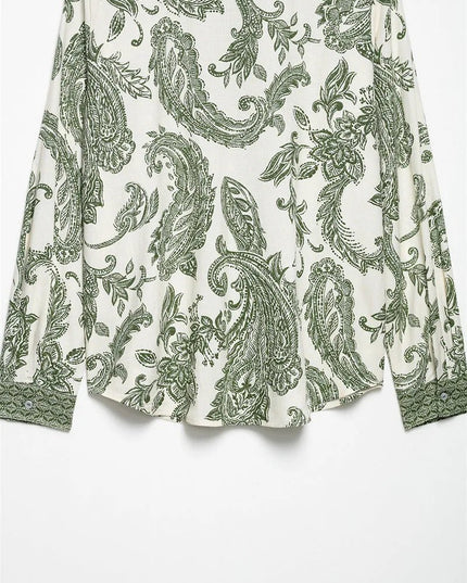 Retro Style Spring And Summer Leaf Print Shirt.