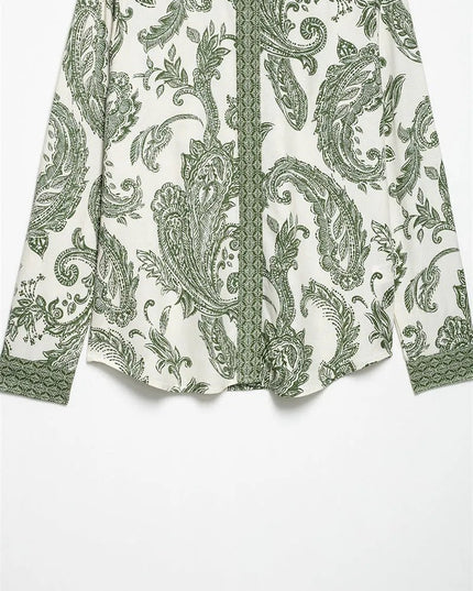 Retro Style Spring And Summer Leaf Print Shirt.