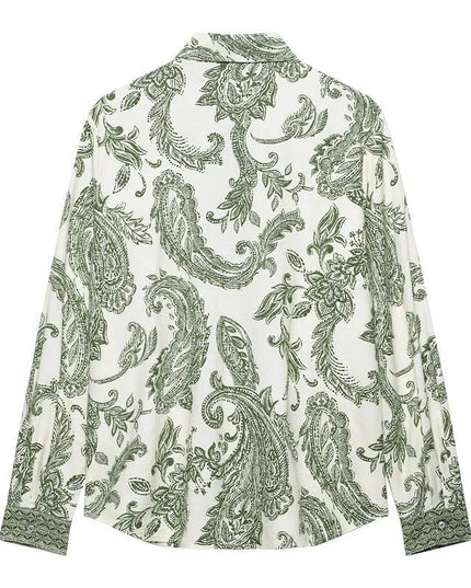 Retro Style Spring And Summer Leaf Print Shirt.