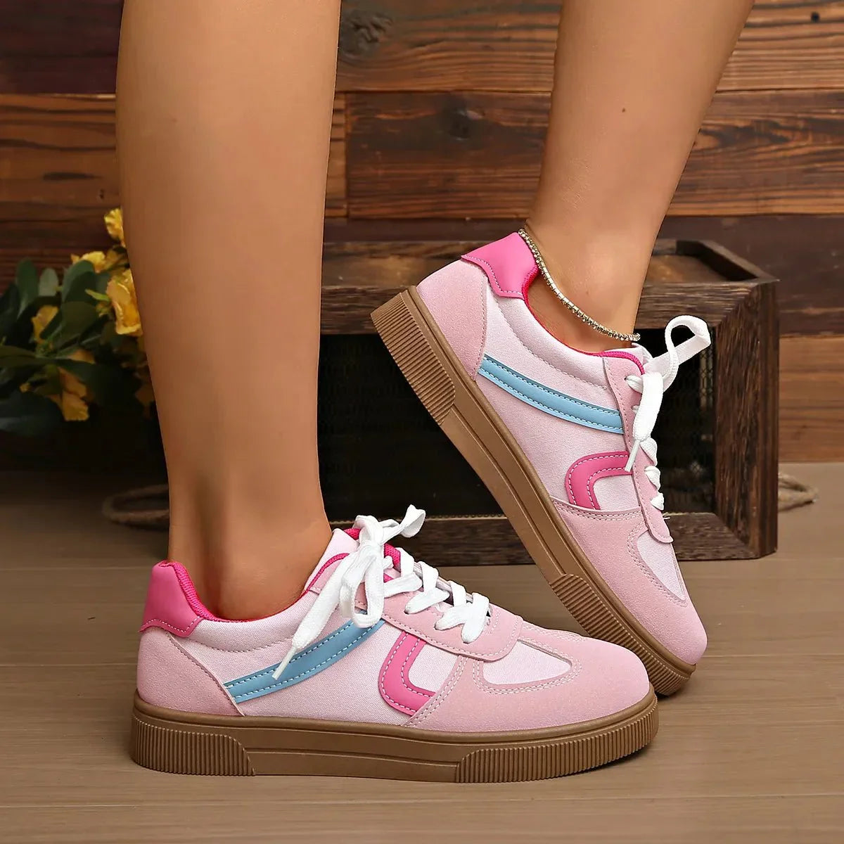 Round Toe Platform Sneakers.