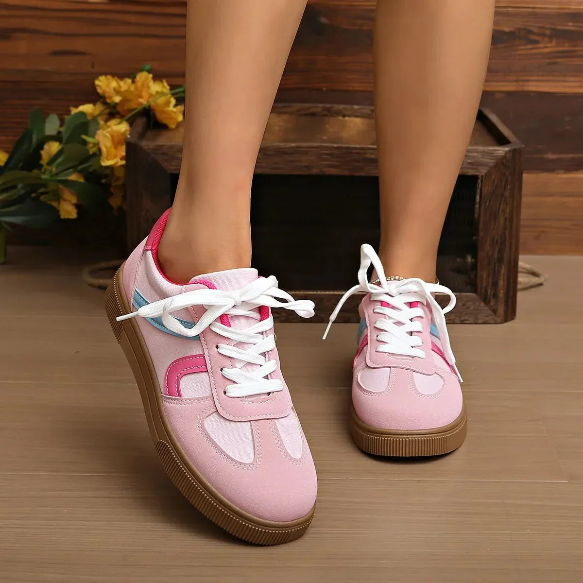 Round Toe Platform Sneakers.