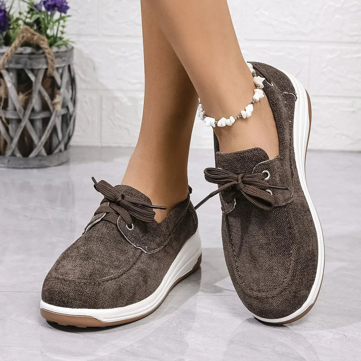Round Toe Wedge Sneakers.