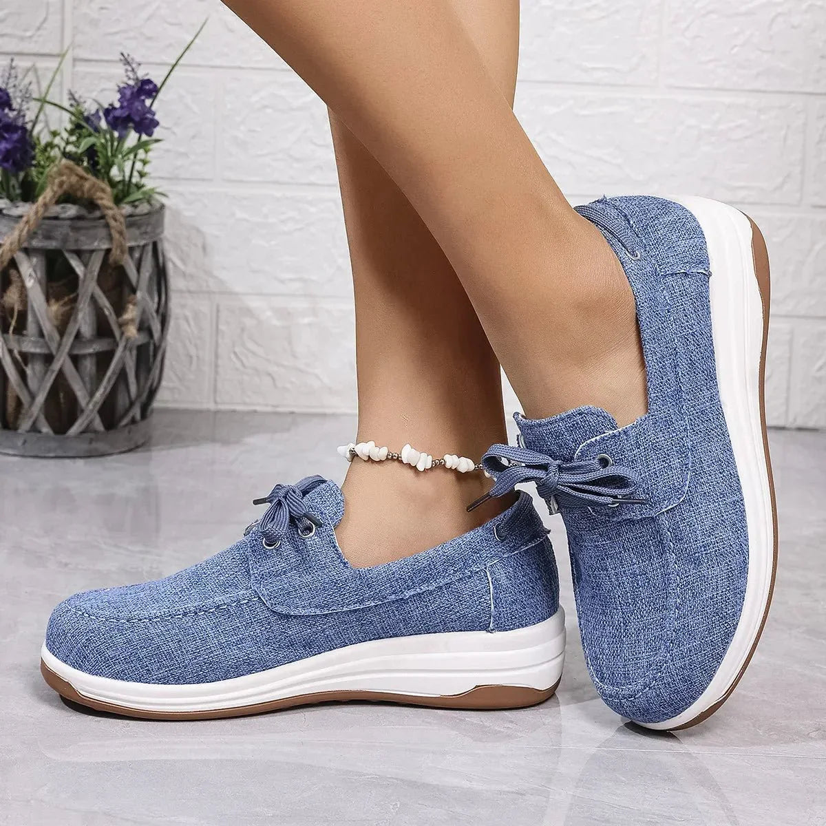 Round Toe Wedge Sneakers.