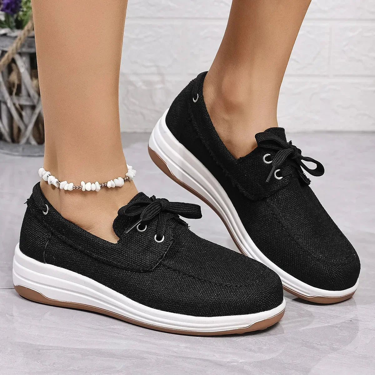 Round Toe Wedge Sneakers.