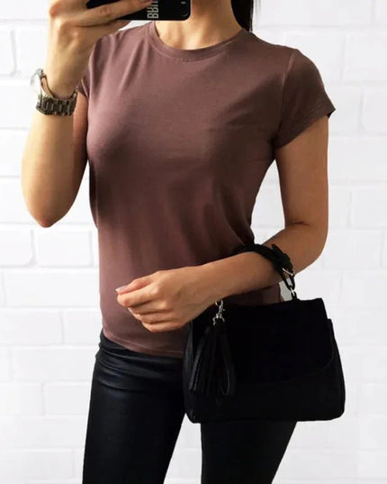 Short Sleeves Bottoming Shirt Round Neck.