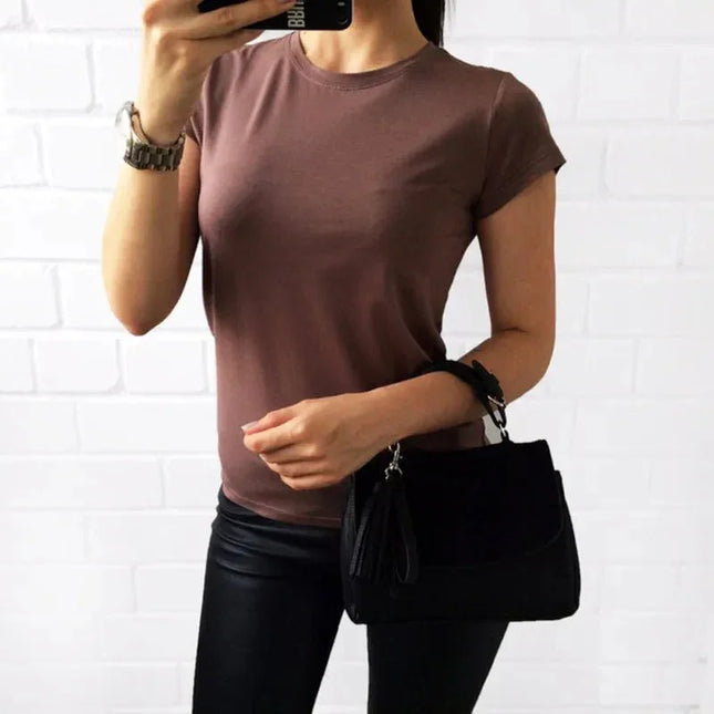 Short Sleeves Bottoming Shirt Round Neck - Everclothed™