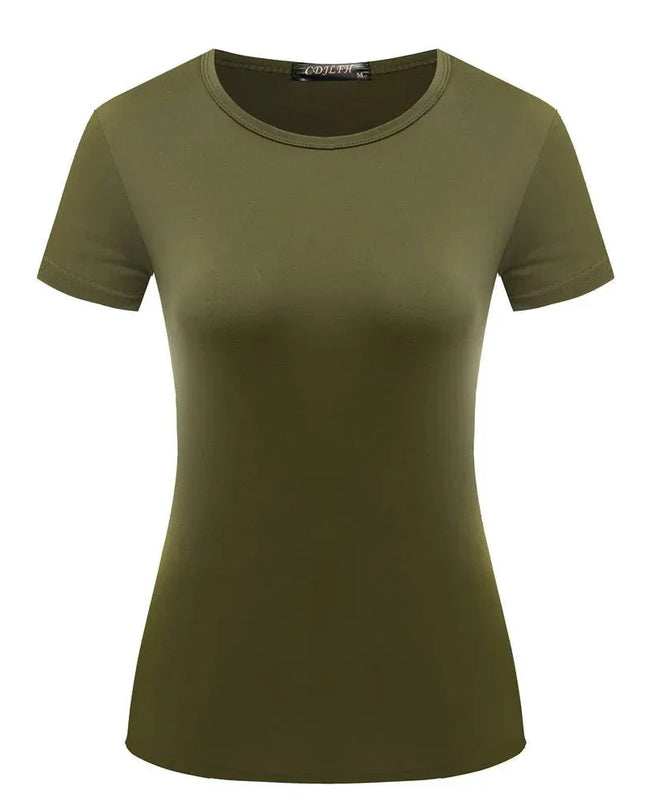 Short Sleeves Bottoming Shirt Round Neck.