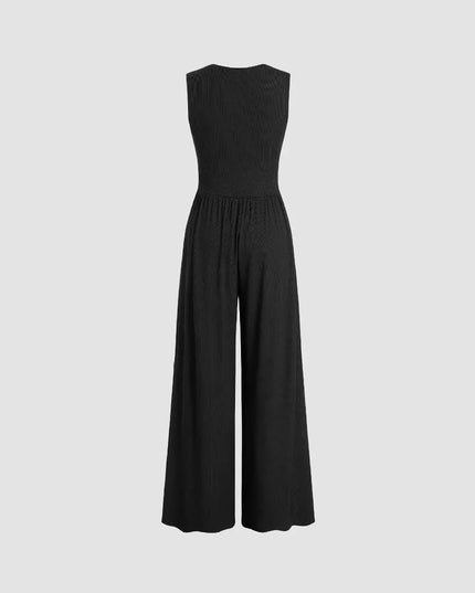 Sleeveless Knit Jumpsuit.