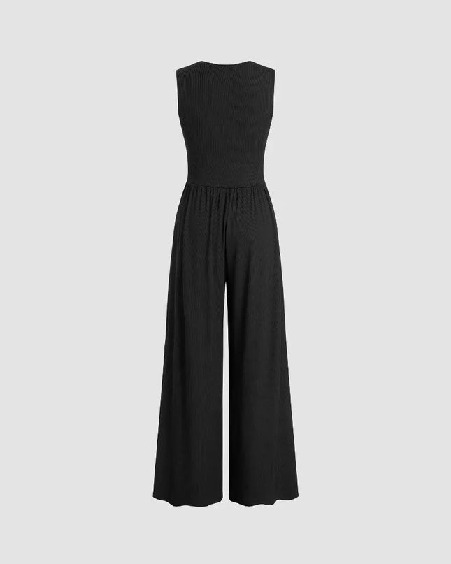 Sleeveless Knit Jumpsuit.