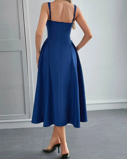 Square Neck Wide Strap Midi Dress.