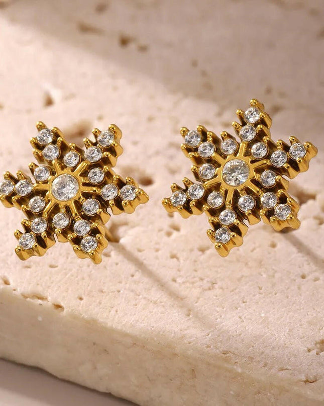 Stainless Steel Snowflake Stud Earrings.