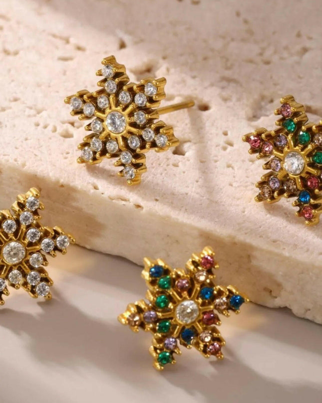 Stainless Steel Snowflake Stud Earrings.