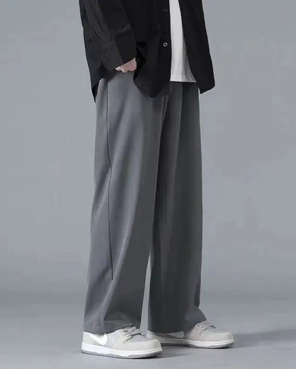 Straight Pants Men Elastic Waist Loose Casual.