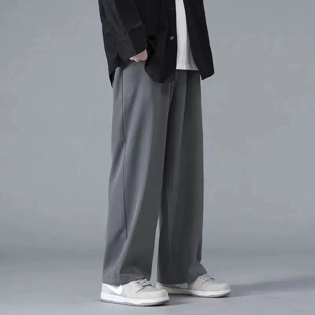 Straight Pants Men Elastic Waist Loose Casual.