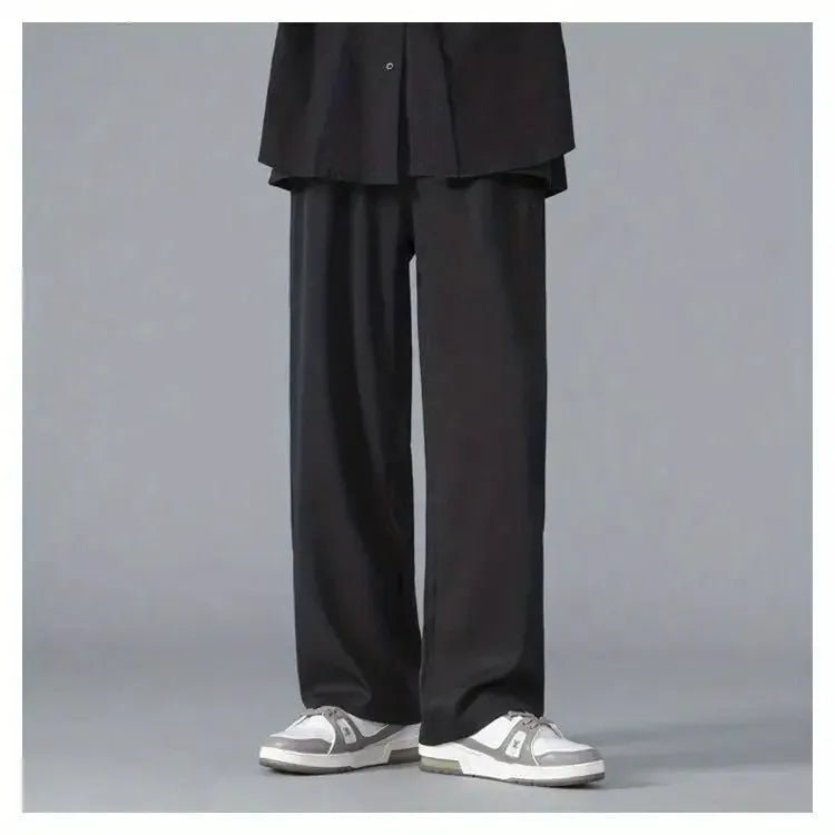 Straight Pants Men Elastic Waist Loose Casual.