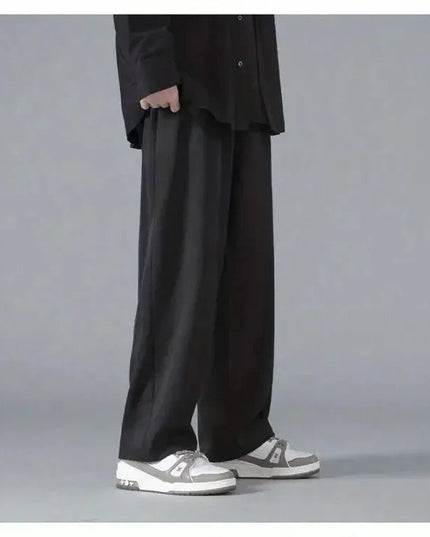 Straight Pants Men Elastic Waist Loose Casual.