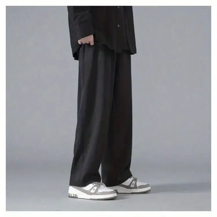 Straight Pants Men Elastic Waist Loose Casual.