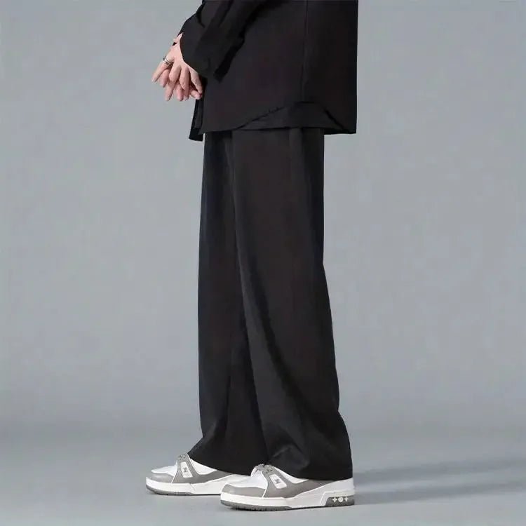 Straight Pants Men Elastic Waist Loose Casual.