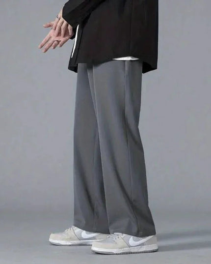 Straight Pants Men Elastic Waist Loose Casual.