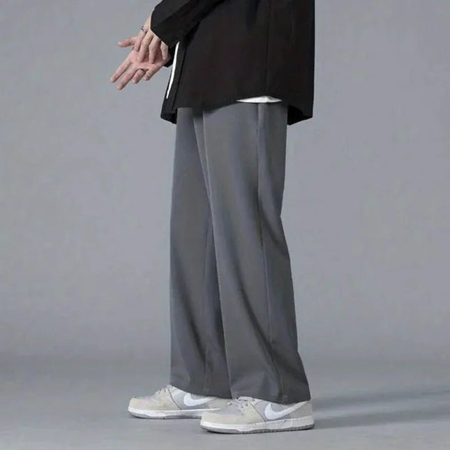 Straight Pants Men Elastic Waist Loose Casual.