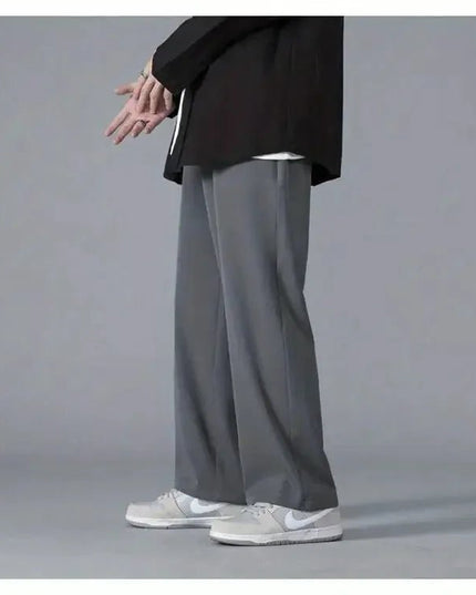 Straight Pants Men Elastic Waist Loose Casual.