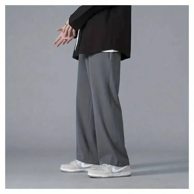Straight Pants Men Elastic Waist Loose Casual.