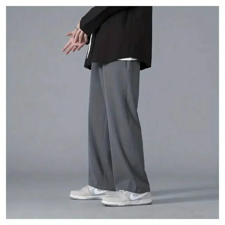 Straight Pants Men Elastic Waist Loose Casual.