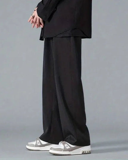 Straight Pants Men Elastic Waist Loose Casual.