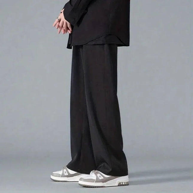 Straight Pants Men Elastic Waist Loose Casual.