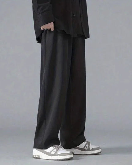 Straight Pants Men Elastic Waist Loose Casual.