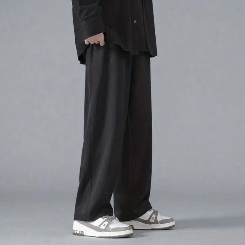 Straight Pants Men Elastic Waist Loose Casual.