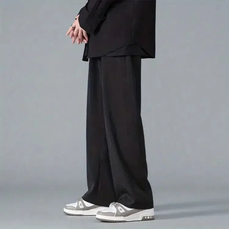 Straight Pants Men Elastic Waist Loose Casual.