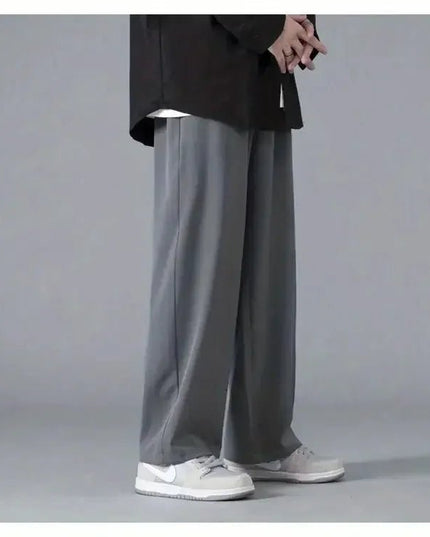 Straight Pants Men Elastic Waist Loose Casual.