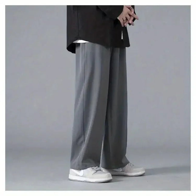 Straight Pants Men Elastic Waist Loose Casual.