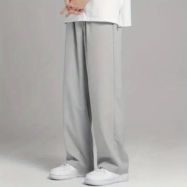 Straight Pants Men Elastic Waist Loose Casual.