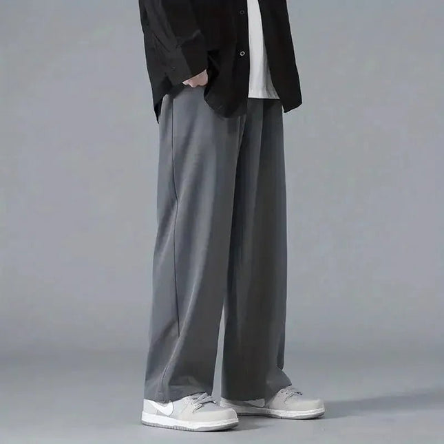 Straight Pants Men Elastic Waist Loose Casual.