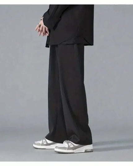 Straight Pants Men Elastic Waist Loose Casual.