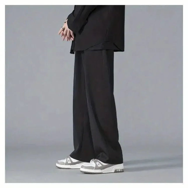 Straight Pants Men Elastic Waist Loose Casual.