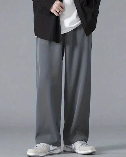 Straight Pants Men Elastic Waist Loose Casual.