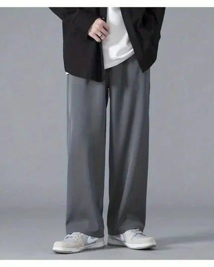 Straight Pants Men Elastic Waist Loose Casual.
