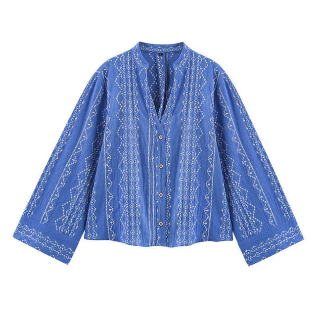 Style Ethnic Style Embroidered Shirt.